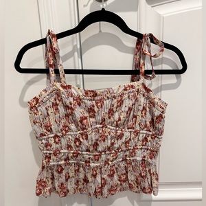 Ulla Johnson Nora Tie Shoulder Pastel Silk Peplum Top - Size 2